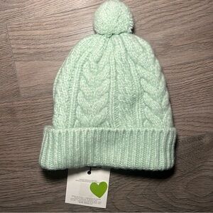 4/$20 NWT Love & Lore Seafoam Green Sherpa Lined Beanie Toque with Pom Pom